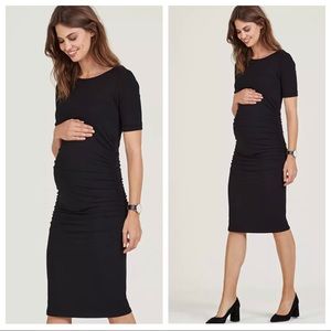 Isabella Oliver Maternity Ruched Midi Dress Sz 1